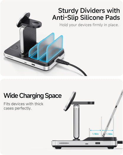 Magnetic Charger for iPhone, SwanScout 901M, Charging Station for Apple Multiple Devices, for iPhone 17/16/15/14/13 Series, for Apple Watch 11/10/9/8/7, Ultra 3/SE 3, for AirPods/iPad/Tablet/Switch
