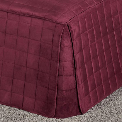 Touch of Class Camden Luxury Bedding | Neutral Claret Color | Grande Fitted Bedspread | Faux Suede Box Quilted Design | Designed 3 Piece Set Includes Full Bedspread and 2 Standard Shams