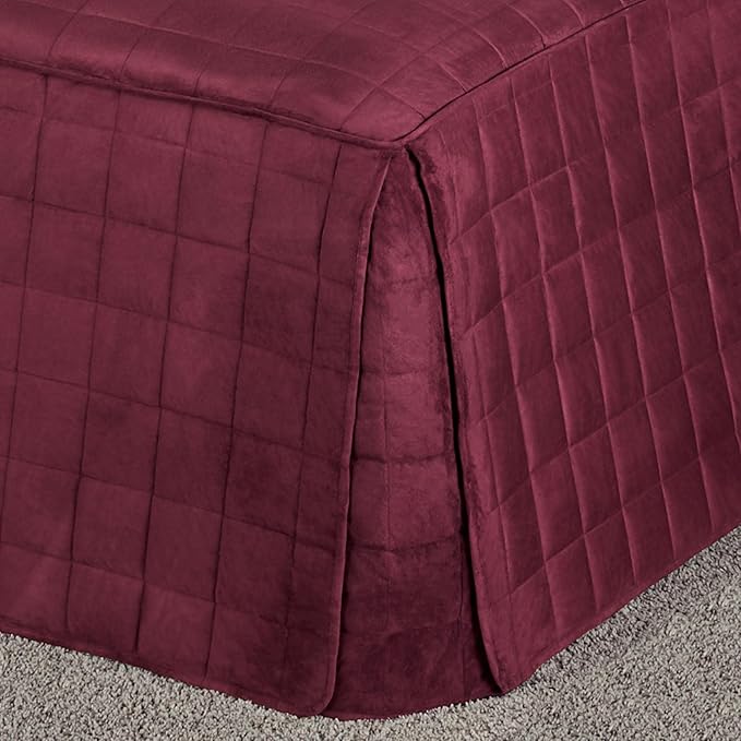 Touch of Class Camden Luxury Bedding | Neutral Claret Color | Grande Fitted Bedspread | Faux Suede Box Quilted Design | Designed 3 Piece Set Includes Queen Bedspread and 2 Standard Shams