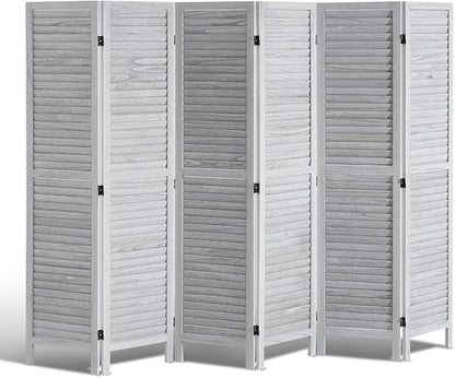 VEVOR Wood Room Divider, 6 Panel Wood Folding Privacy Screen, 66.9 Inches Tall Indoor Louvered Wooden Partition, Portable Decoration Screen, for Room Separation, Home, Office, Restaurant & Bedroom