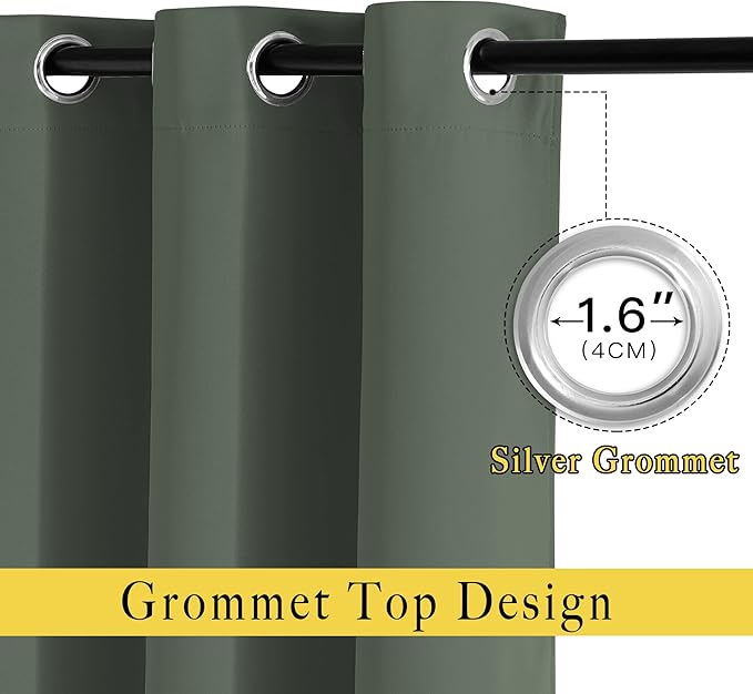 NICETOWN Blackout 102 inch Curtains for Living Room, Grommet Thermal Insulated Room Darkening Curtains for Bedroom/Living Room, 2 Panels, W52 x L102, Dark Mallard