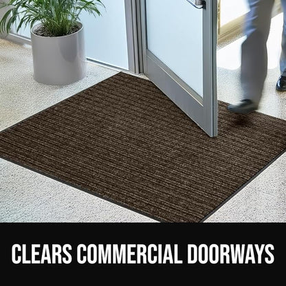 GORILLA GRIP Waterproof Traffic Guard Door Mat, 59x24, Heavy Duty Entryway Mats, Strong Rubber Back Commercial Utility Rugs for Office Hallway, Garage Floor and Home, Low Profile Carpet Runner, Brown