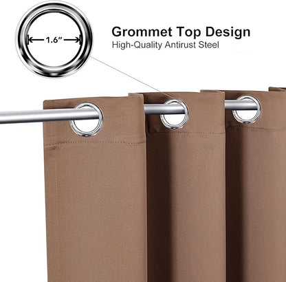 ChrisDowa Blackout Curtains 70 inches Wide for Bedroom - 2 Panels Set Extra Wide Grommet Thermal Insulated Room Darkening Curtains for Living Room (Cappuccino, 70 x 63 Inch)