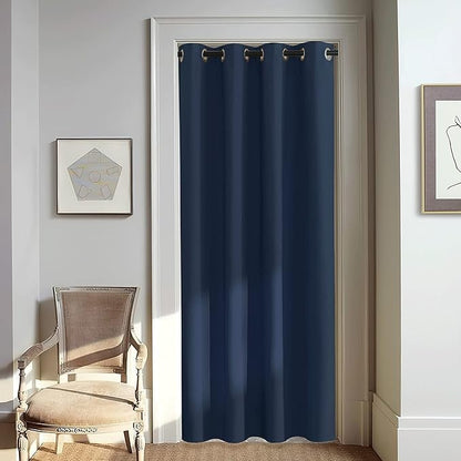 NICETOWN Navy Blue Blackout Window Curtain for Doorway - Grommet Privacy Window Treatment Energy Saving Thermal Insulated Room Darkening for Bedroom (1 Panel, W46 x L80)