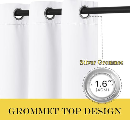 NICETOWN Room Darkening Curtain 90 inches Long - Thermal Curtain Grommet Large Window Treatment Sliding Door Curtain Light Blocking for Living Room (White, 1 Panel, W66 x L90)