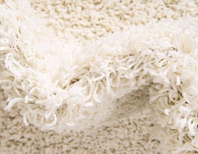 Unique Loom Solid Shag Collection Area Rug (8' x 11' Rectangle, Pure Ivory)