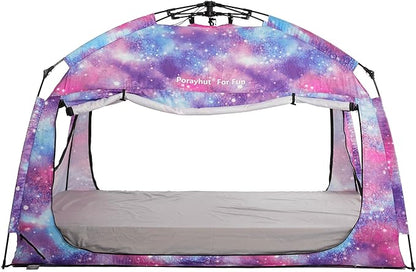 Indoor Instant Privacy Bed Tent for Sleeping,Quick Set-up Bed Canopies,Portable Bed Drapes with Large Space and 3 Doors (Galaxy, Full)