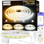 PAUTIX CCT COB LED Strip Light White Tunable 3200LEDs,CRI90+ 16.4ft/5m Dimmable 2700K-6500K 24V LED Tape Lights Kit,Work with Alexa/Google Assistant,for Under Cabinet Bedroom Kitchen DIY Lighting