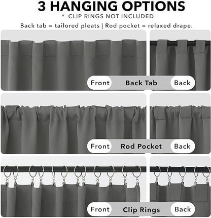 Deconovo Blackout Curtains, Thermal Insulated, W52 x L45 2 Panels, Back Tab, Machine Washable, Room-Darkening Drapes for Bedroom/Living Room Light Grey