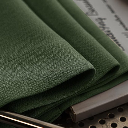 100% Blackout Curtains Thick Soft Curtain 2 Panels Green for Bedroom, Linen-Look Textured Full Light Blocking Room Darkening Thermal Insulated Drapes for Windows (W52xL45, Olive)