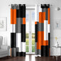Orange 100% Blackout Curtains for Bedroom 63 inch Length 2 Panels Set Black Grey Modern Abstract Geometric Black Out Curtains Insulated Room Darkening Window Drapes for Living Room, 52Wx63L