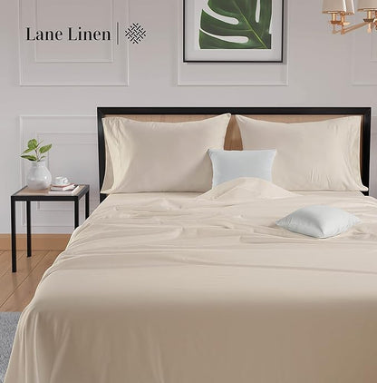 LANE LINEN 600 Thread Count Twin XL Sheets Set - 100% Cotton Bed Sheets Set Twin XL Size - Fully Elasticized Machine wash Sheets Set Twin XL Size, Deep Pocket Bedding Sheets & Pillowcases Set - Ivory