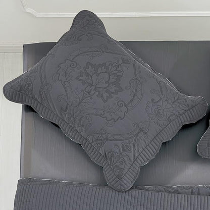 CHIXIN Microfiber King Pillow Shams Set of 2 - Quilted Decorative Pillow Covers - Dark Grey - Size (20" x 36")