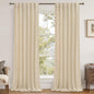 LAMIT Beige Velvet Curtains 90 Inches for Living Room, Elegant Thermal Insulated Panels Noise Reducing Back Tab and Rod Pocket Drapes for Bedroom/Farmhouse, 2 Panels, 52 x 90 Inch