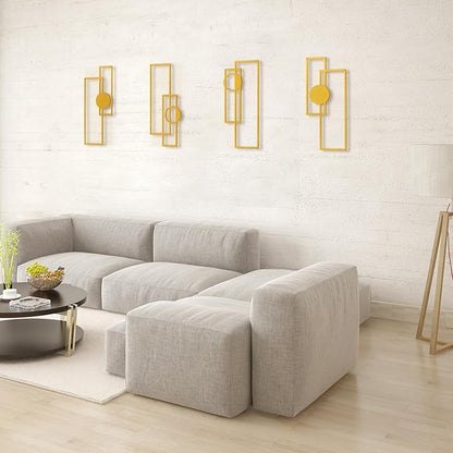 Art3d Metal Wall art, 4 Pieces Abstract Wall Decor for Living Room Dining Room Hallway, 3D Textured Metal Wall Sculptures, Line Art Wall Décor, Minimalist Wall Art Style