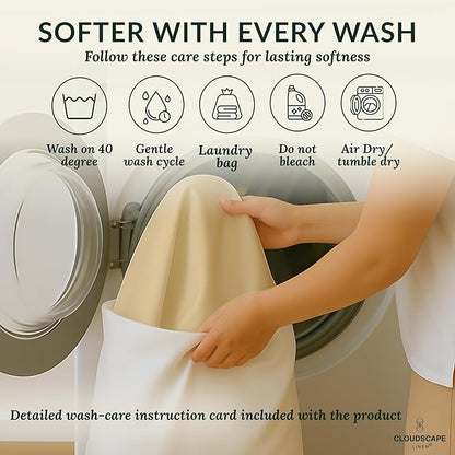 Egyptian Cotton Twin XL Size Sheets Set, 4 Linen