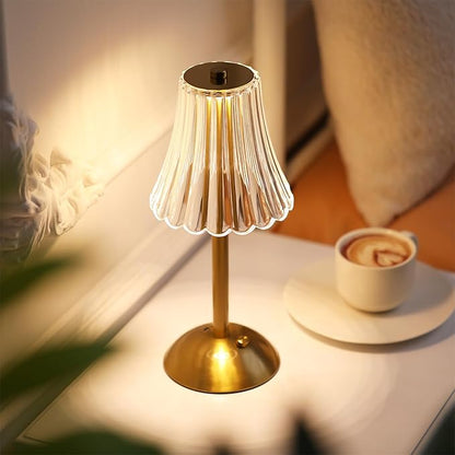 Liliful 8 Pcs Cordless Table Lamp Rechargeable Touch LED Small Gold Portable Battery Operated USB-c Desk Lamp 3 Color Dimmable for Bedroom Living Room Dining (Gold,Rose Style)