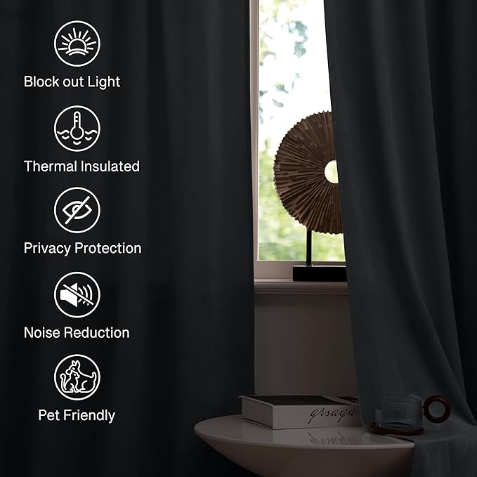 StangH Grey Velvet Curtains 84 inches Room Darkening Window Curtain Drapes for Living Room Thermal Insulated Privacy Panels for Bedroom/Office, W52 x L84, 2 Panels