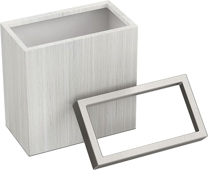 Gatco Modern Rectangle Wastebasket, White Oak/Satin Nickel Lid - Stainless Steel Trash Can with Removable Lid, Leakproof, 3 Gallon Capacity for Bathroom, Bedroom, Kitchen, or Office