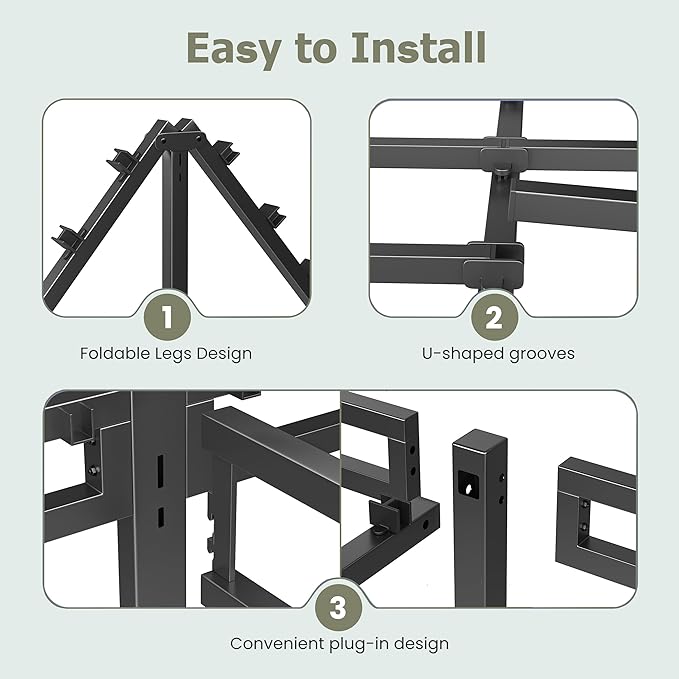 NKZ Twin Size Bed Frame 14 Inch, Metal Bed Frame & Box Spring 2 in 1 Platform with Round Corner Legs, 4000lbs Weight Capacity Reinforced Metal Frame, Headboard Hole, Noise-Free, Easy Assembly