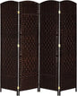 VINGLI 6 FT Tall Rattan Room Divider, Folding Privacy Screen, Indoor Partition Wall Dividers, Freestanding Hinged Space Separator (Brown, 4 Panel)