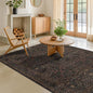 Taupe Brown 5x8 Rug for Living Room - Vintage Traditional Dark Neutral Floral, Washable Foldable Non-Slip Area Rugs for Dining Under Table, Home Office, Guest Room