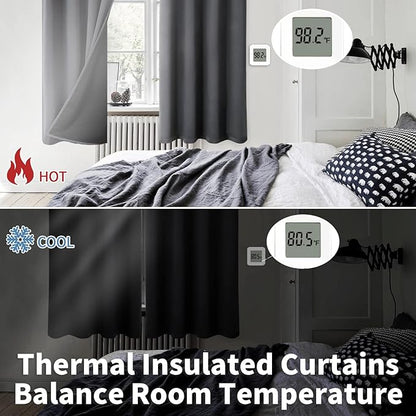 BGment Short 100% Blackout Curtains for Bedroom, Thermal Insulated Energy Efficiency Noise Reducing Grommet Curtains 54 Inch Length with Liner for Small Window 2 Panels Each 42 Inch Wide, Dark Grey
