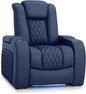Seatcraft Diamante Zero-Gravity CoolZero Italian Leather Home Theater Seating, Power Headrest, Power Recline, Single Recliner, Navy Blue