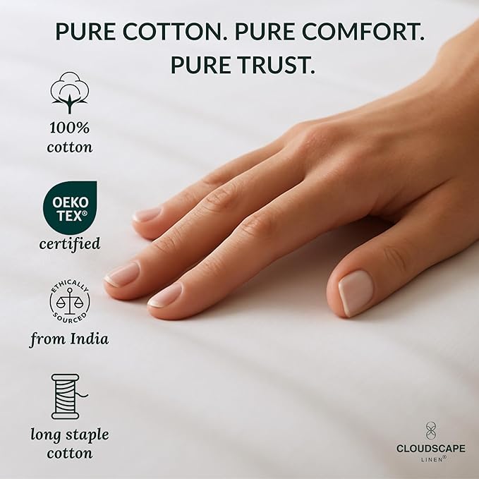 Cloud Scape Linen 100% Egyptian Cotton Sheets Twin XL Size, 3 Pieces Luxury Bedding Set, 400 Thread Count,Hotel Quality, Silky Soft, Breathable and Durable, Deep Pockets up to 15, White