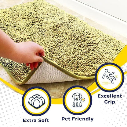 Muddy Mat® AS-SEEN-ON-TV Highly Absorbent Microfiber Door Mat and Pet Rug, Non Slip Thick Washable Area and Bath Mat Soft Chenille for Kitchen Bathroom Bedroom Indoor and Outdoor - Yellow 48" x 60"