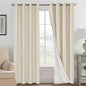 H.VERSAILTEX Linen Curtains 100% Blackout Curtains for Bedroom 90 inch Long Full Light Blocking Nature Linen Blended Window Curtains for Living Room Nickel Grommet (2 Panels, Bleached Sand)