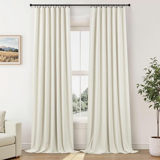 78 Inch Curtains 2 Panel for Bedroom Full Blackout Neutral Boho Window Drape Room Darkening Insulating Thermal Curtain for Winter Cold Weather Closet Curtain for Open Closet Door Sliding Back Cream