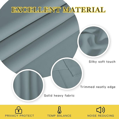 NICETOWN Extra Wide Patio Door Curtain 84 inch Long - Energy Smart & Noise Reducing Grommet Thermal Insulated Wide Width Drapes, Sliding Door Curtain for Guestroom(Stormy Sea, W100 x L84)