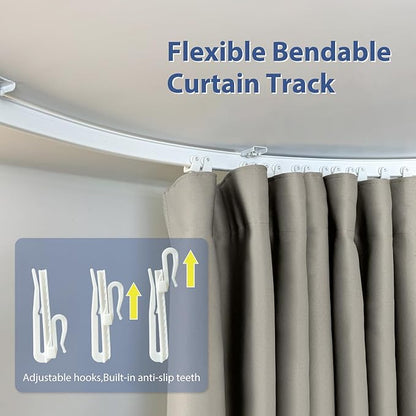 Room Divider Ceiling Mounted Curtains Track Sets Extra Wide Blackout Curtain Flexible Tracks for Bedroom Privacy Partition Separator, 1 Panel Light Grey Drape and White Rail, W12.5 x H7ft