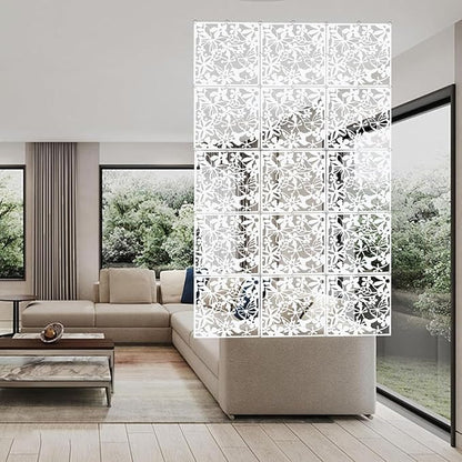 12+4PCS KEIBIKEIDI Hanging Room Divider Screens Made of Environmentally PVC, Simple and Modern White Hanging Panel Screen for Decoration Home, Livingroom,Bedroom, Kitchen, Dining Room,Hotel and Bar