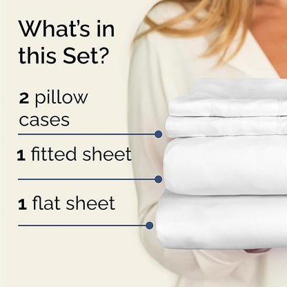 Toddler 6 Piece Sheet Set - Cooling & Breathable Bed Sheets - Hotel Luxury Sheets for Women, Men, Kids & Teens - Sheets w/Deep Pockets & Easy Fit - Soft & Wrinkle Free - Toddler White Sheets