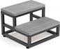 Y&M Two Step Stool for Adults Kids, Bed Step Foot Stool with Adjustable Non-Slip Feet, Portable Sturdy Metal Frame Stepping for Kitchen Bathroom Bedroom Living Room, Indoor or Outdoor Use, Grey