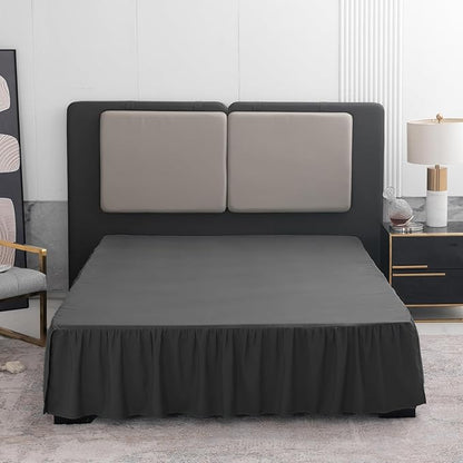 TSUTOMI Bed Skirt King Size Ruffled Bed Skirt with Split Corners, 18 Inch Drop Dust Ruffle Bed Skirts with Platform, Gathered Style, 100% Microfiber, Black