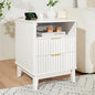 Night Stand with Charger Station, Fluted Nightstand with Drawers and Storage Shelf, Mid Century Modern Bedside Table Nightstands, Large Bed Side Table Wood Night Stands for Bedroom Living room