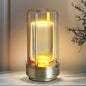 Crystal Table Lantern Light,Battery Operated Rechargeable Cordless Crystal Table Lamp with 3-Color,Portable Outdoor Small LED Desk Lamp for Indoor/Outdoor Patio Camping Bar Restaurant(Silver)