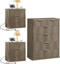 LEYAOYAO 42" Tall Fluted Dresser and 3 Drawers 23" Nightstand Set of 2, Wooden Dresser & Night Stand with Charging Station, 3 Piece Bedroom Furniture Set, Wood Chest of Drawer for Living Room,Grey