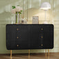HLR Fluted 6 Drawers Dresser, 48'' Wide Modern Chest of Drawers with Gold Metal Handles,Dresser TV Stand, Wood Dressers & Chest of Drawers for Bedroom, Living Room, Hallway (Black)