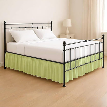 KRISHNA Ruffled Bed Skirt with Split Corners Full, 100% Microfiber Hotel Quality, 28 Inch Drop Dust Ruffle Gathered Bedskirt with Platform, 54" x 75", Sage