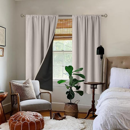 BGment Camel Blackout Curtains for Bedroom 63 Inch Length 2 Panels Set, Thermal Insulated Full Room Darkening Noise Canceling Living Room Curtains with Rod Pocket, Each Panel 52 Inch Wide, Cashmere