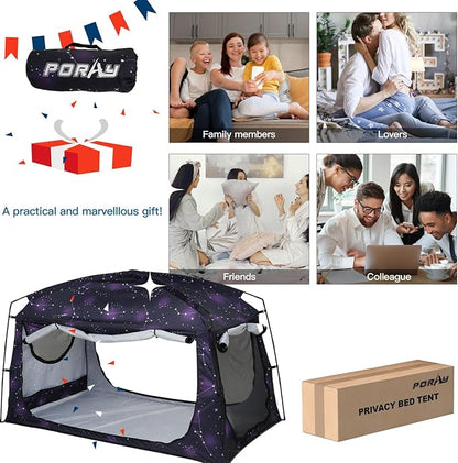 Bed Tent,Portable Privacy Sleeping Bed Canopy,Blackout 90% Drapes for Kids and Adult,Indoor Space Tent with Breathable Large Mesh Windows