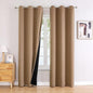 ChrisDowa 100% Blackout Curtains for Bedroom with Black Liner, 2 Thick Layers Total Blackout Thermal Insulated Grommet Window Curtains 2 Panels Set (Cappuccino, 42 x 84 Inch)