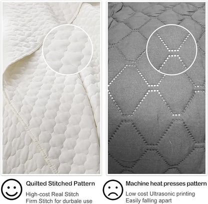 HORIMOTE HOME Cream Quilt Twin Size, Lightweight Quilt for Summer Ultra-Soft Microfiber Modern Style Quilted Clouds Pattern Bedspread Quit Set 2 Pieces (1 Quilt and 1 Pillow Sham)