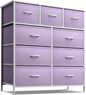 Sorbus Kids Dresser with 9 Drawers - Furniture Storage Chest Tower Unit for Bedroom, Hallway, Closet, Office Organization - Steel Frame, Wood Top, Fabric Bins (Purple, Solid)