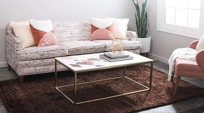 Unique Loom Solid Shag Collection Area Rug (7' 1" x 10' Rectangle, Chocolate Brown)