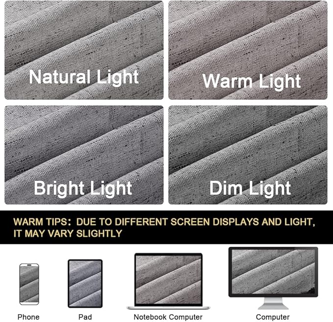 PrinceDeco Light Grey Blackout Curtains 54 Inches Long, Short Blackout Curtains 2 Panels Sets for Bedroom Thermal Insulated with White Liner Room Darkening Curtains Noise Reducing,52" W x 54" L
